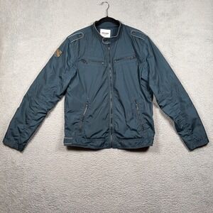 Chevignon Premium Mens Teal Blue Windbreaker Bomber Moto Jacket Large Racer